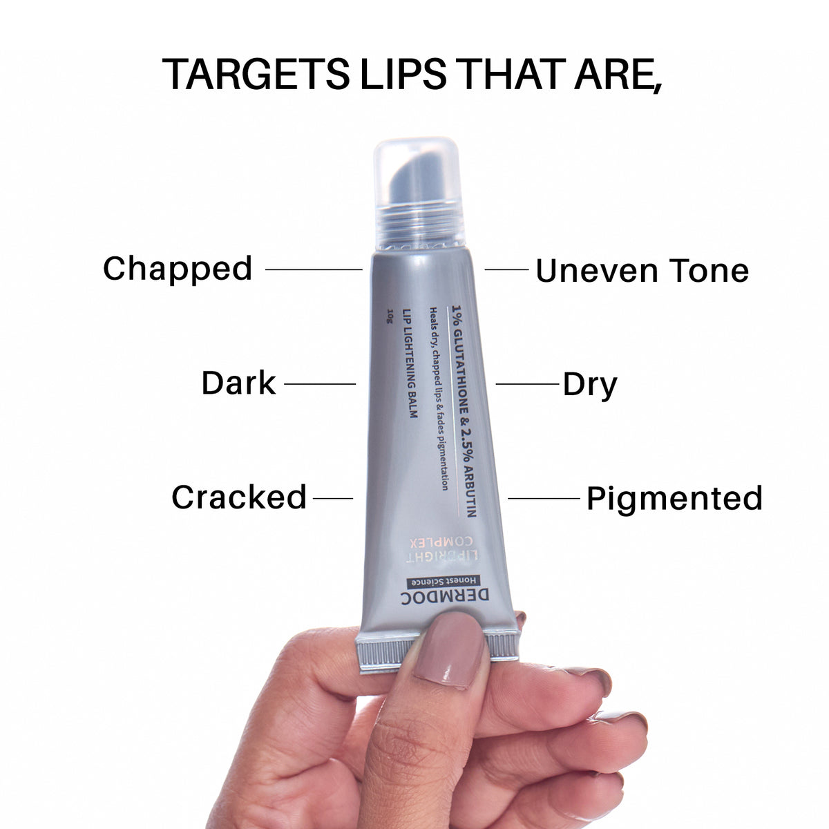 DERMDOC LipBright Treatment 1% Glutathione + 2.5% Arbutin Lip Balm (10  GoNari
