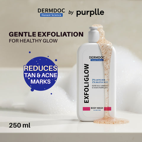 DermDoc Exfoliglow Body Wash with 2% Lactic Acid (AHA) & 1% Salicylic Acid (BHA)