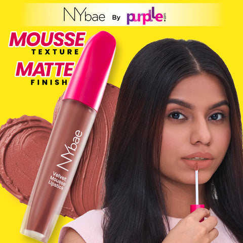NY Bae Velvet Mousse Liquid Lipstick - Flirty Nude 07 (6.5 ml) | Velvet Matte Finish | Transferproof | Smudgeproof | Ultra Light | Smooth | Moisturising Nude Lipstick