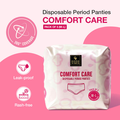Good Vibes Comfort Care Disposable Period Panties for Women Pack of 5 (M-L)