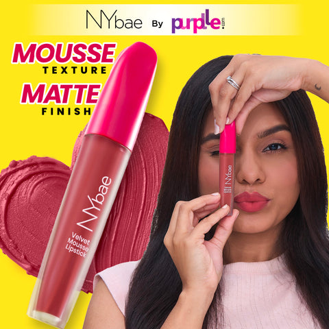 NY Bae Velvet Mousse Liquid Lipstick- Fiesty Pink 05 (6.5 ml) | Velvet Matte Finish | Transferproof | Smudgeproof | Ultra Light | Smooth | Moisturising Pink Lipstick
