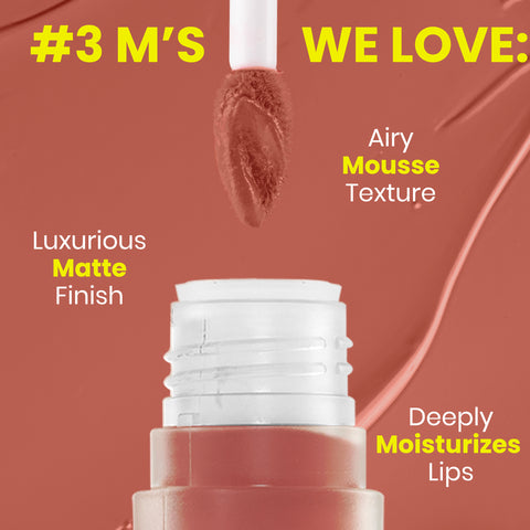 NY Bae Velvet Mousse Liquid Lipstick - Cheeky Nude 09 (6.5 ml) | Velvet Matte Finish | Transferproof | Smudgeproof | Ultra Light | Smooth | Moisturising Nude Lipstick