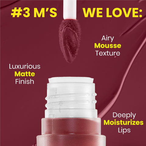 NY Bae Velvet Mousse Liquid Lipstick - Sexy Sangria 04 (6.5 ml) | Velvet Matte Finish | Transferproof | Smudgeproof | Ultra Light | Smooth | Moisturising Wine Lipstick