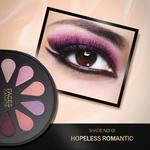 FACES CANADA 6 in 1 Eyeshadow Palette - Hopeless Romantic 01, 6 gm | Olive Butter & Macadamia Oil | Vibrant Colors | Highly Pigmented | Easily Blendable | Silky Satin Texture | No Crease | Cruelty-Free