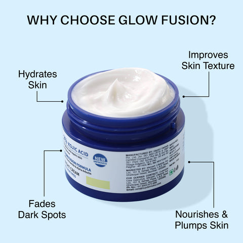 DERMDOC 2% Kojic Acid Glow Fusion Formula Night Cream (25 gm) | Skin Brightening I Targets Pigmentation I With Niacinamide & Alpha Arbutin
