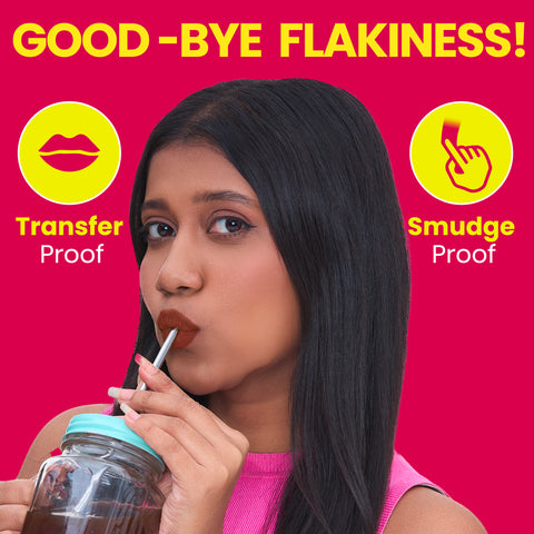 NY Bae Velvet Mousse Liquid Lipstick - Spicy Rust 06 (6.5 ml) | Velvet Matte Finish | Transferproof | Smudgeproof | Ultra Light | Smooth | Moisturising Brown Lipstick