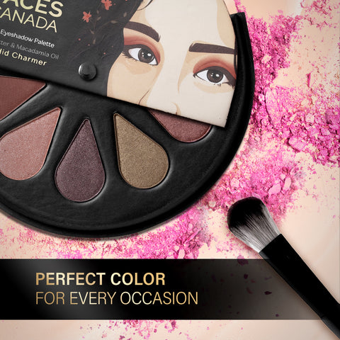 FACES CANADA 6 in 1 Eyeshadow Palette - Candid Charmer 02, 6 gm | Olive Butter & Macadamia Oil | Vibrant Colors | Highly Pigmented | Easily Blendable | Silky Satin Texture | No Crease | Cruelty-Free