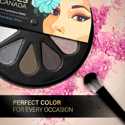 FACES CANADA 6 in 1 Eyeshadow Palette - Smokey Diva 03, 6 gm | Olive Butter & Macadamia Oil | Vibrant Colors | Highly Pigmented | Easily Blendable | Silky Satin Texture | No Crease | Cruelty-Free