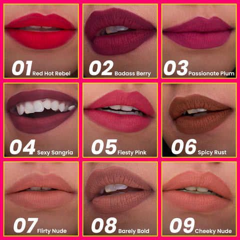 NY Bae Velvet Mousse Liquid Lipstick - Sexy Sangria 04 (6.5 ml) | Velvet Matte Finish | Transferproof | Smudgeproof | Ultra Light | Smooth | Moisturising Wine Lipstick