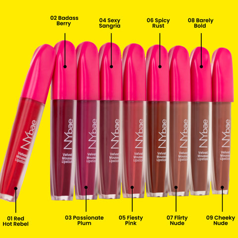 NY Bae Velvet Mousse Liquid Lipstick - Sexy Sangria 04 (6.5 ml) | Velvet Matte Finish | Transferproof | Smudgeproof | Ultra Light | Smooth | Moisturising Wine Lipstick