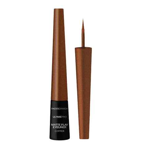 FACES CANADA Ultime Pro Matte Play Eyeliner - Copper, 2.5 ml | Quick Dry | Shimmer Finish | 24 Hr Long Lasting Formula | Precise Felt Tip | Highly Pigmented | Waterproof, Smudgeproof & Sweatproof