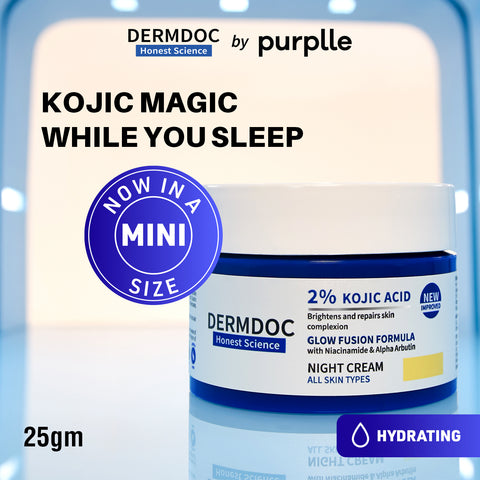 DERMDOC 2% Kojic Acid Glow Fusion Formula Night Cream (25 gm) | Skin Brightening I Targets Pigmentation I With Niacinamide & Alpha Arbutin
