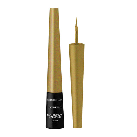 FACES CANADA Ultime Pro Matte Play Eyeliner - Gold, 2.5 ml | Quick Dry | Shimmer Finish | 24 Hr Long Lasting Formula | Precise Felt Tip | Highly Pigmented | Waterproof, Smudgeproof & Sweatproof