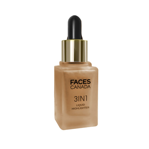 FACES CANADA 3 in 1 Liquid Highlighter – Bronze 02, 18 ml | Primer | Highlighter | Strobe Serum | Luminous Finish | Lightweight Formula | Hydrating | Long Lasting Glow | Easily Blendable