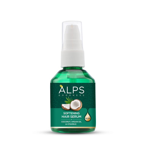 Alps Goodness Softening Hair Serum with Coconut, Argan Oil & Vitamin E (60 ml) | For Soft & Frizz-Free Hair | Hair Serum for Smoothening | Adds Shine