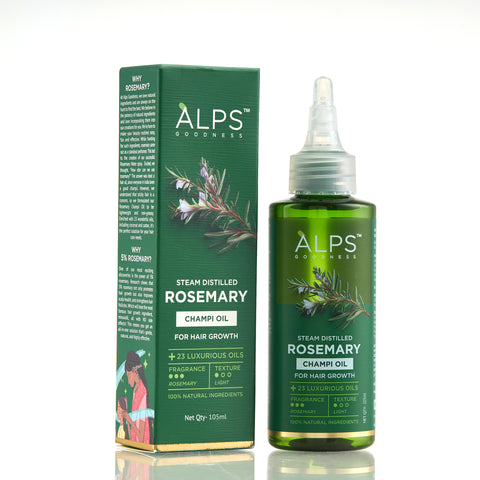 Alps Goodness Rosemary Hair Oil (105 ml) | Promotes Hair Growth | Non Sticky Hair Oil | 100% Natural | With 5% Pure & Concentrated Rosemary | For Long, Black & Silky Hair | Best Rosemary Oil for Scalp | Relaxing Oil