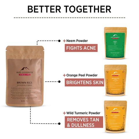 Alps Goodness Brown Rice Exfoliating Powder (50 gm) | 100% Natural Powder Gentle Exfoliation | Scrub for sensitive skin
