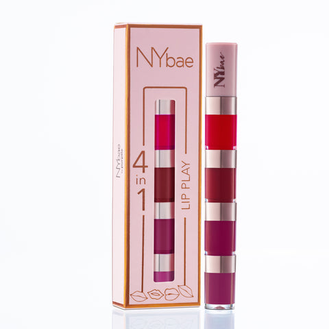NY Bae 4 IN 1 Lip Play Liquid Lipstick - Rose Rush (4 ml) | Matte Lips | Super Pigmented | Multi-Use | Maroon & Red Shades | Travel Kit