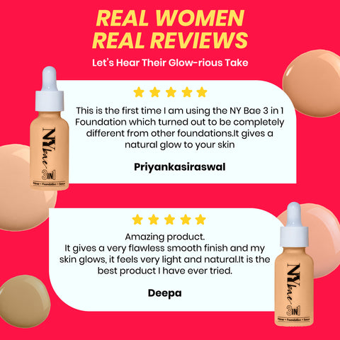 NY Bae 3 IN 1 Serum Foundation - Cool Vanilla 02 (30 ml) | Infused with Primer | Moisturising I Glowing Korean Skin I Celeb Glow | Dewy Makeup | Evens Skin Tone | Ultra Glow