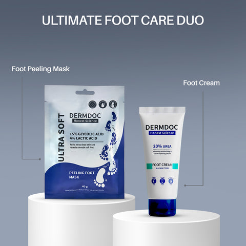 DERMDOC by Purplle 15 % Glycolic Acid & 4% Lactic Acid InstaPedi Foot Peeling Mask (40 gm) | Foot Mask For Baby Soft Feet | Removes & Heals, Dry & Cracked Skin
