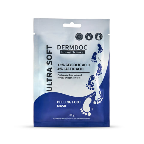 DERMDOC by Purplle 15 % Glycolic Acid & 4% Lactic Acid InstaPedi Foot Peeling Mask (40 gm) | Foot Mask For Baby Soft Feet | Removes & Heals, Dry & Cracked Skin