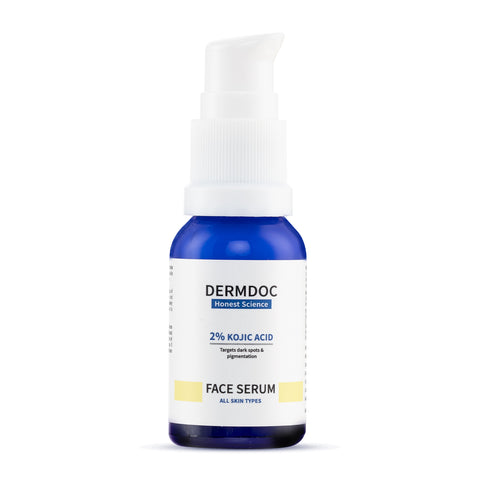 DERMDOC 2% Kojic Acid Face Serum (15 ml) | Brightening & Anti-Pigmentation | Fades Dark Spots, Evens Skin Tone & Enhances Glow