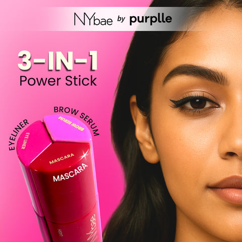 NY Bae 3 in 1 Enhancer | Smudgeproof Matte Eyeliner | Volumizing Mascara | Brow Serum - Primes Sets & Shapes | Magnetic Case | Eye Makeup | Travel Kit (18 ml)