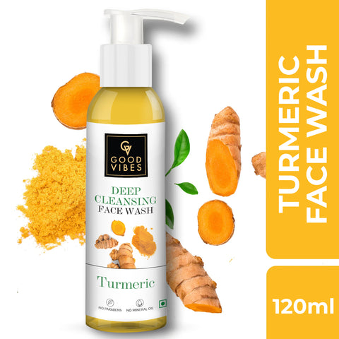 Good Vibes Turmeric Deep Cleansing Face Wash | Hydrating, Moisturizing, Brightening | No Parabens, No Mineral Oil, No Animal Testing (120 ml)