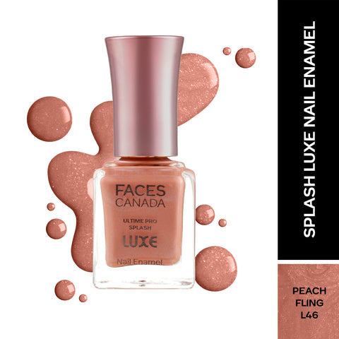 FACES CANADA Ultime Pro Splash Luxe Nail Enamel - Peach Fling (L46), 12 ml | Glossy Finish | Quick Drying | Long Lasting | High Shine | Chip Defiant | Even-Finish | Vegan | Non-Toxic | Ethanol-Free