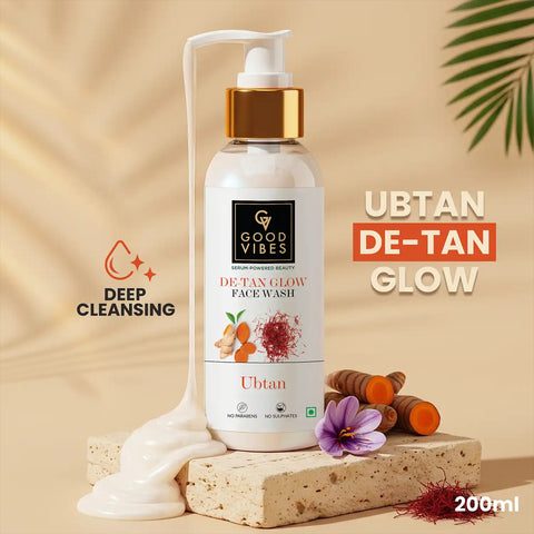 Good Vibes Ubtan De Tan Glow Face Wash | Tan Removal Brightening Cleansing | Gentle Face Wash (200 ml)