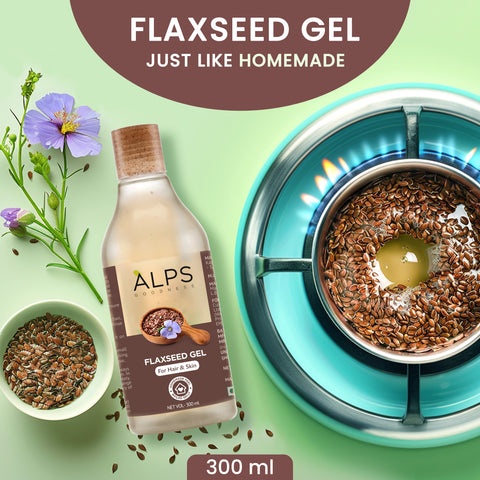 Alps Goodness Flaxseed Gel (300 ml) | For Hair & Skin | Frizz-Control | Smoothening | Moisture Rich | Soft Long Hair
