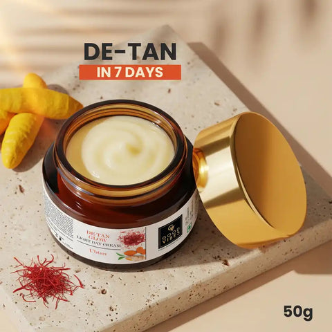 Good Vibes Ubtan De-tan Glow Light Day Cream with Power of Serum | Oil free Tan free Depigmentation (50 gm)