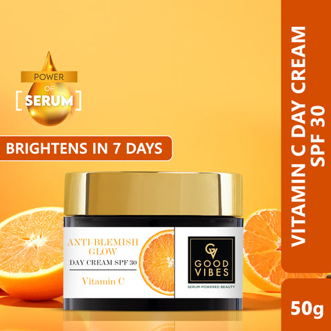 Good Vibes Anti-Blemish Glow Vitamin C Day Cream SPF 30 With Power Of Serum | Spotless, Brightening, Depigmentation (50 gm)