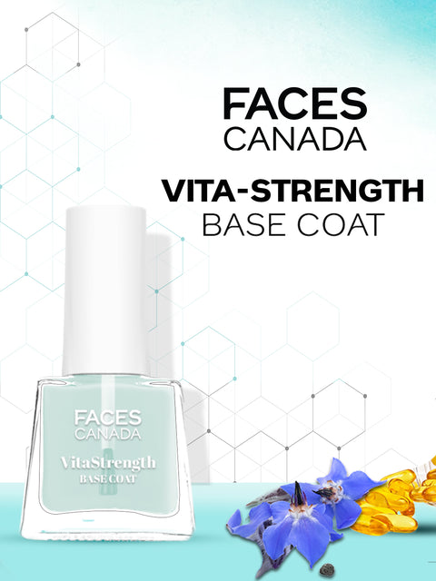 FACES CANADA VitaStrength Base Coat, 5 ml | Strengthens Nails | Brightens | Multivitamin | Borage Oil | Instantly Smoothens | Hydrates | Cruelty-free