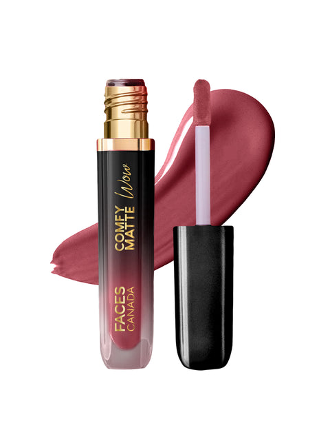 FACES CANADA Comfy Matte Wow Liquid Lipstick Pink Petal 09, (3.8 ml) | One Swipe Application | Highly Pigmented | Comfortable Wear | Glides Smoothly | Long Lasting | Transferproof