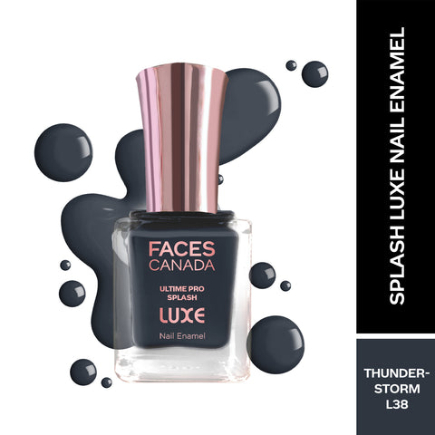 FACES CANADA Ultime Pro Splash Luxe Nail Enamel - Thunderstorm (L38), 12ml | Glossy Finish | Quick Drying | Long Lasting | High Shine | Chip Defiant | Even-Finish | Vegan | Non-Toxic | Ethanol-Free