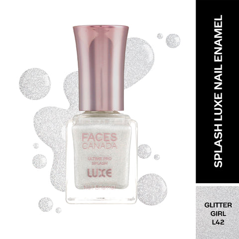 FACES CANADA Ultime Pro Splash Luxe Nail Enamel - Glitter Girl (L42), 12 ml | Glossy Finish | Quick Drying | Long Lasting | High Shine | Chip Defiant | Even-Finish | Vegan | Non-Toxic | Ethanol-Free