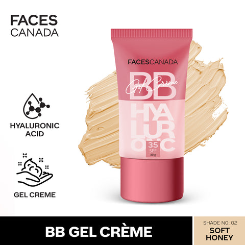 FACES CANADA SPF 35 BB Gel Creme - Soft Honey, 30 gm | Multitasking | Even Skin Tone | Instant Glow | Smooth Flawless Matte Finish | Hydrating | Lightweight & Nonsticky