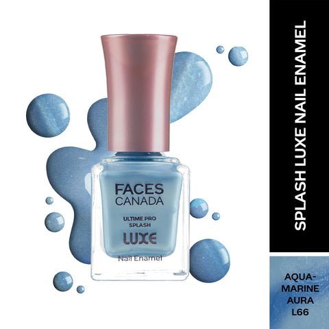 FACES CANADA Ultime Pro Splash Luxe Nail Enamel - Aquamarine Aura (L66), 12 ml | Glossy Finish | Quick Drying | Long Lasting | High Shine | Chip Defiant | Even-Finish | Vegan | Non-Toxic | Ethanol-Free
