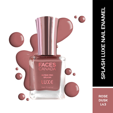 FACES CANADA Ultime Pro Splash Luxe Nail Enamel - Rose Dusk (L43), 12ml | Glossy Finish | Quick Drying | Long Lasting | High Shine | Chip Defiant | Even-Finish | Vegan | Non-Toxic | Ethanol-Free