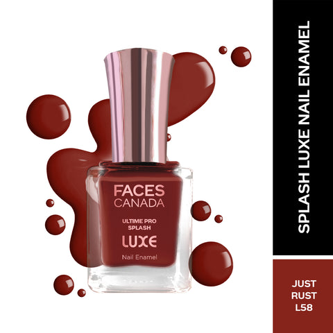 FACES CANADA Ultime Pro Splash Luxe Nail Enamel - Just Rust (L58), 12ml | Glossy Finish | Quick Drying | Long Lasting | High Shine | Chip Defiant | Even-Finish | Vegan | Non-Toxic | Ethanol-Free