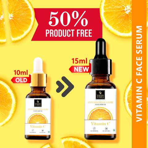 Good Vibes Anti-Blemish Glow Vitamin C Face Serum | Free 50% Product Extra | Brightens skin, Light, Non- Sticky |15 ml