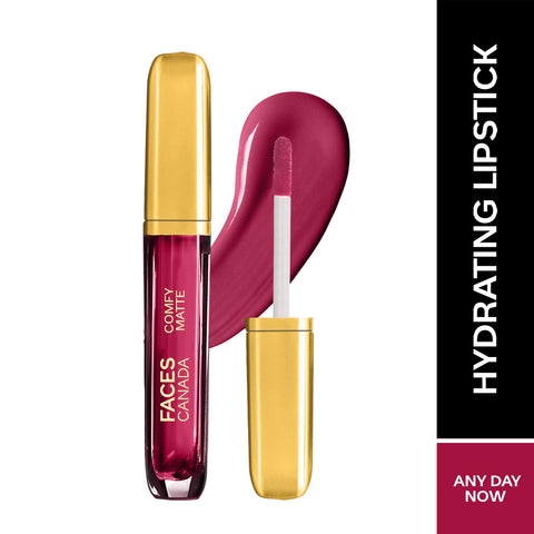 FACES CANADA Comfy Matte Liquid Lipstick - Any Day Now 04, 3.8 ml | Comfortable 10HR Longstay | Intense Matte Color | Almond Oil & Vitamin E Infused | Super Smooth | No Dryness | No Alcohol