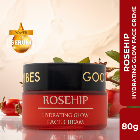 Good Vibes Rosehip Hydrating Glow Face Cream with Power of Serum | Deep Nourishing & Brightening (80 gm)