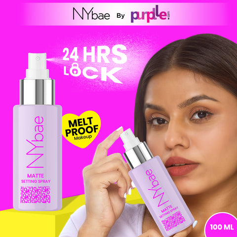 NY Bae Matte Setting Spray (100 ml) | Mattifies Skin | Makeup Fixer | Long Lasting Makeup | Crease-Free | Hydrating Face Mist | Green Tea Extracts | Normal To Oily Skin