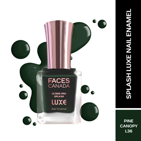 FACES CANADA Ultime Pro Splash Luxe Nail Enamel - Pine Canopy (L36), 12ml | Glossy Finish | Quick Drying | Long Lasting | High Shine | Chip Defiant | Even-Finish | Vegan | Non-Toxic | Ethanol-Free