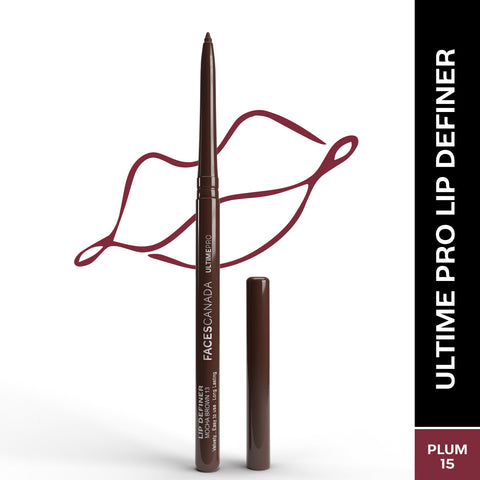 FACES CANADA Ultime Pro Lip Definer - Plum 15,0.35 gm | Rich & Creamy Texture | Matte Finish | Fuller & Brighter Lips | Easily Blendable | Highly Pigmented | Waterproof & Smudgeproof