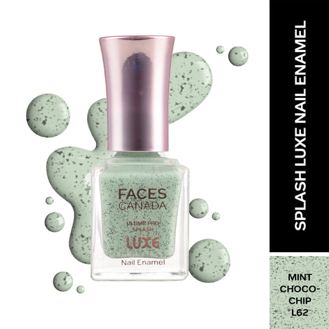 FACES CANADA Ultime Pro Splash Luxe Nail Enamel - Mint Chocochip (L62), 12 ml | Glossy Finish | Quick Drying | Long Lasting | High Shine | Chip Defiant | Even-Finish | Vegan | Non-Toxic | Ethanol-Free