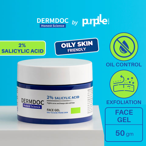 DermDoc by Purplle 2% Salicylic Acid Anti Acne Face Gel (50 gm) | salicylic acid gel | cleansing salicylic acid | face gel cream | face gel for oily skin