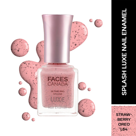 FACES CANADA Ultime Pro Splash Luxe Nail Enamel - Strawberry Oreo (L64), 12 ml | Glossy Finish | Quick Drying | Long Lasting | High Shine | Chip Defiant | Even-Finish | Vegan | Non-Toxic | Ethanol-Free